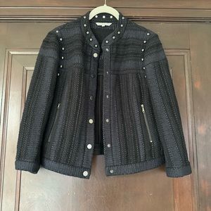 Rebecca Minkoff Navy/Black Studded Wool Mix Jacket